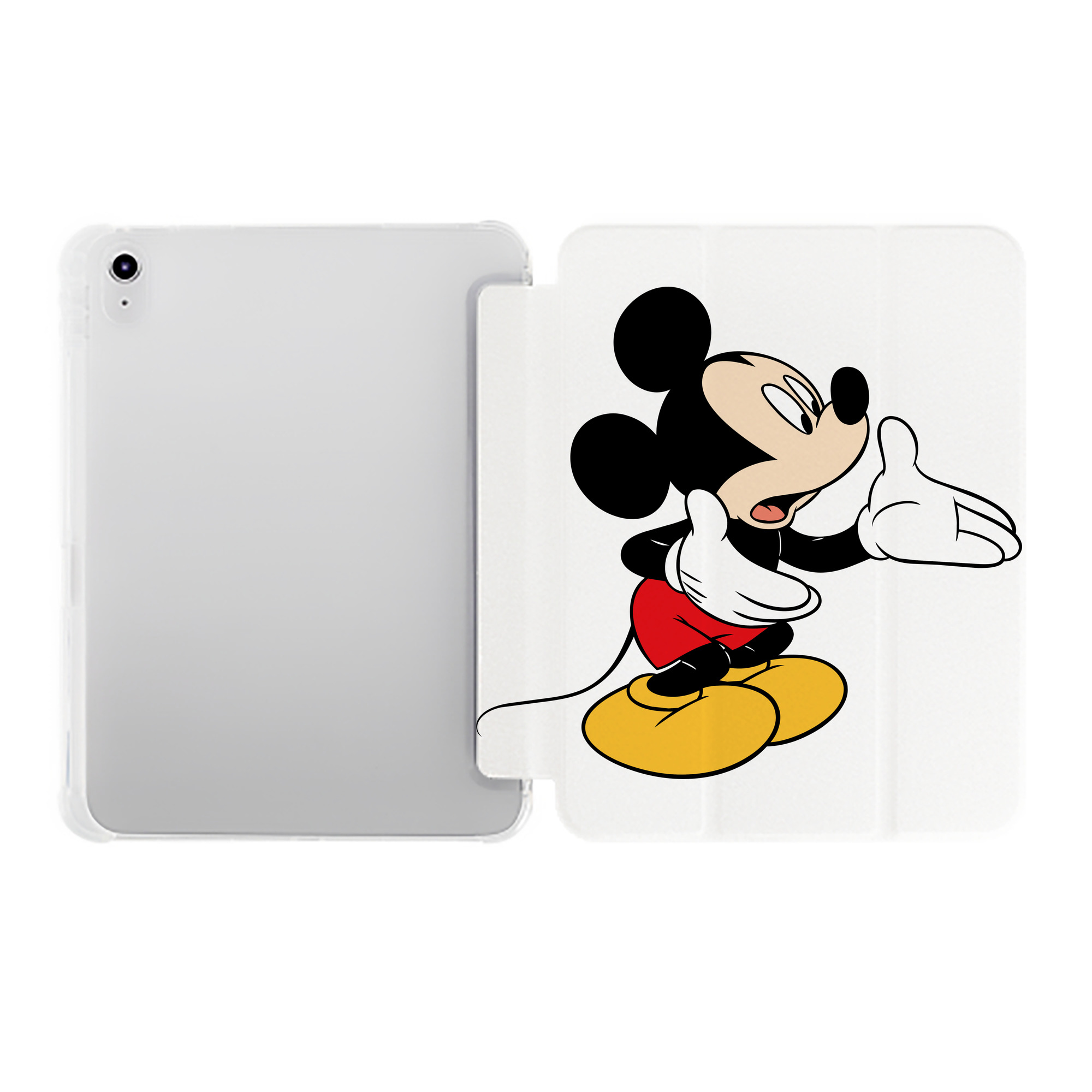 （画像用） ミッキーマウス Mickey Mouse IPad ケース ペン収納付き 三つ折りスタンド PUレザー×シリコン 対応機種9.5/10.5/10.9インチ